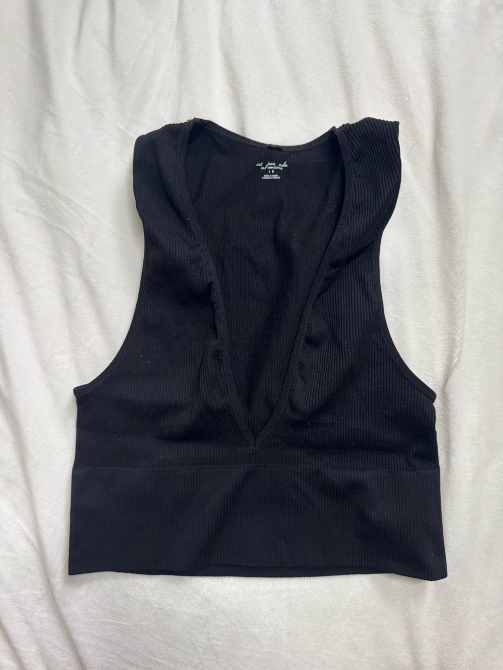 Out From Under Ribbed Cropped Tank V-Neck - Picture 5 of 7